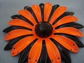 Floral Brooch in Bright Orange and Black - 1960's (Sold)