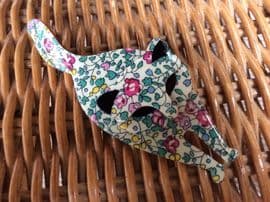 Floral Cat by Lea Stein of Paris (SOLD) - Ditsy Floral Prints with Pink Ears and Eyes (SOLD) (1)