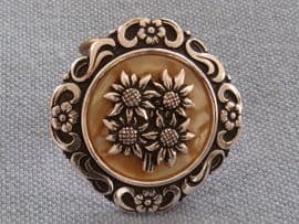 Floral Scarf Clip in a pink toned aluminium - 1950s Scarf Ring (Sold)