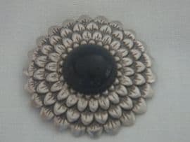 Flower Dress Clip - 1940s Art Deco Design - Silvertone Metal with Black (SOLD)