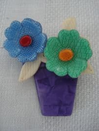 Flower Pot Brooch by Lea Stein of Paris (Sold)