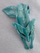 Fox Brooch by Lea Stein Paris - Deep Aquamarine Blue with a silk effect (sold)