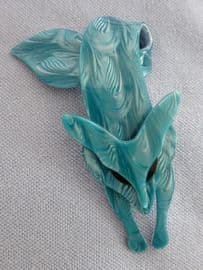 Fox Brooch by Lea Stein Paris - Deep Aquamarine Blue with a silk effect (sold)