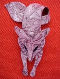 Fox Brooch signed Lea Stein, Paris - Fabulous Swirled Mauve Tones (Sold)