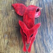 Fox in Scarlet Red - Lea Stein Fox Brooch (SOLD)