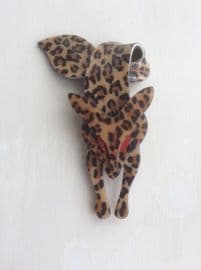 Fox Pin by Lea Stein of Paris - Fabulous Red Eyed Fox Brooch in Leopard Effect (SOLD)