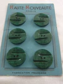 French 1930s Buttons - Marbled Green Colour on Original Sales Card SOLD