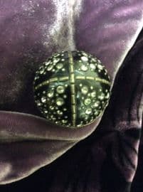 French Art Deco Hat Trim 1930s Black Celluloid with Diamante and Metal inlay