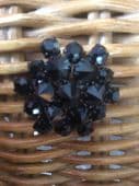 French Jet Black Glass Brooch Pin dates to the 1960s
