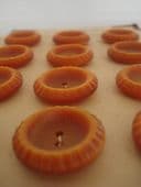 French Vintage Pumpkin Lucite Buttons with Piecrust Edges - Mint on Original Card (SOLD)