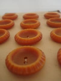 French Vintage Pumpkin Lucite Buttons with Piecrust Edges - Mint on Original Card (SOLD)