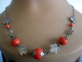 Fun Art Deco 'Oranges and Leaves' Necklace (SOLD)