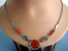 Geometric Art Deco Necklace in the Style of Jacob Bengel - 1930's SOLD