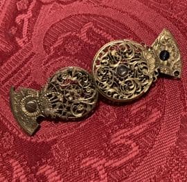 Georgian pocket watch cock  set with an old  cut real diamond Brooch 19 th Century  Gilt Steel