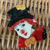 Girl Clown  brooch -  Petrouchka Pin by Lea Stein Paris inspired by 1950s film “La Strada”