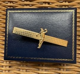 Golf Tie Clip - Vintage Stratton Clip 1970s 22ct Gold Plated in Original Presentation Box