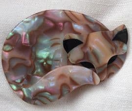 Gomina the Cat by Lea Stein of Paris = Amazing Abalone Mother of Pearl Shell Effect Laminate (SOLD)