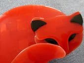 Gomina the Cat by Lea Stein of Paris in a Tomato or Orange Red (SOLD) (1)