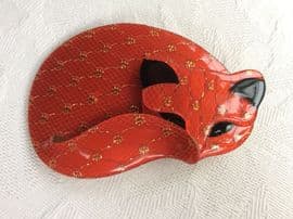 Gomina the Cat by Lea Stein of Paris in Tomato /Orange Red Gold Lace (SOLD)