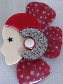 Great Gatsby Art Deco Lady Brooch by Lea Stein of Paris - Corolle Pin (SOLD)