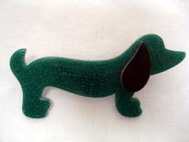 Green Dachshund Brooch signed Lea Stein Paris (SOLD)