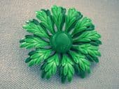 Green Flower Pin 1960s Vintage Brooch