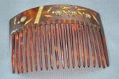 Hair Comb - Early 20th Century - Celluloid with Inlaid Ivorine Flowers and Leaves and inset Paste Jewels (SOLD)