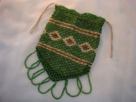 Hand beaded Dorothy Purse - Victorian - Green, Gold and White Beadwork