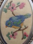 Hand Embroidered Brooch - Blue Tit on Branch circa 1940's - 1950s (SOLD)
