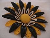 Huge 1960's Floral Pin in Yellow, Black and White (Sold)
