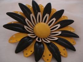 Huge 1960's Floral Pin in Yellow, Black and White (Sold)