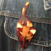 It's Attila the Cat Pin by Lea Stein of Paris - Golden Tortoiseshell Cat (SOLD)