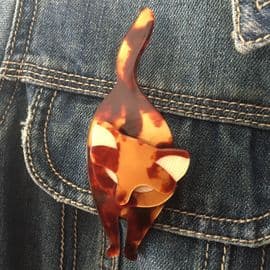 It's Attila the Cat Pin by Lea Stein of Paris - Golden Tortoiseshell Cat (SOLD)