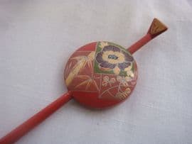 Vintage Hair Accessories - Japanese Lacquer Hair Pin circa 1920s -1930s. Unusual.