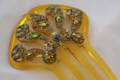 Jewelled Hair Comb - Early 20th Century - Celluloid and Bohemian Filigree - Very Decorative (SOLD)