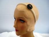 Jewelled Petals - A 19th Century Bohemian Brooch on a New Cream Faux Leather Plaited Band