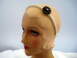 Jewelled Petals - A 19th Century Bohemian Brooch on a New Cream Faux Leather Plaited Band