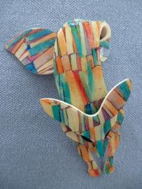 Kandinsky Style Brooch - Lea Stein of Paris Fox Pin  with Abstract Effect (SOLD) (1)