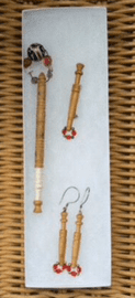 Lacemakers Bobbin Brooch and Earrings set with Antique 19th Century Bobbin (SOLD)