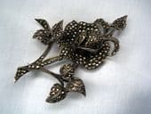 Late 1940's - Early 1950's Silver and Marcasite Rose Brooch (SOLD)
