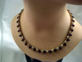 Late 1940's to Early 1950's Diamante Necklace with Faux Amethyst Baguette Stones(Sold)