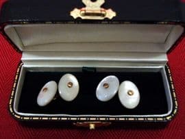 Late Victorian - 1920's Oval Chunky Mother of Pearl Cufflinks (SOLD)