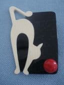 Lea Stein Art Deco Style Cat and Ball Brooch by Lea Stein of Paris (Sold)