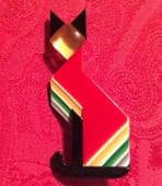 Lea Stein Art Deco Style Cat Brooch - Colourful Cubist Cat Brooch (Sold)
