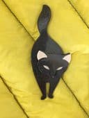 Lea Stein Black Cat Pin - - Attila the Cat in Silver and Black (SOLD)