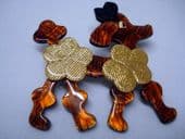 Lea Stein Caramel Poodle with Gold Pom Pom Hairdo and Black Bow (SOLD)