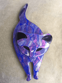 Lea Stein Cat Brooch in Marvellous Mauves and Gold (SOLD)