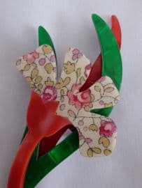 Lea Stein Flower Brooch - Liberty effect flower on stem (Sold)