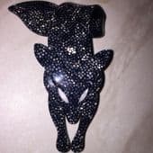Lea Stein Fox Brooch = Black with silver and white spot Effect - Fox Pin (SOLD)