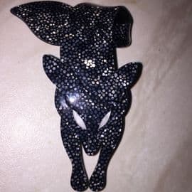 Lea Stein Fox Brooch = Black with silver and white spot Effect - Fox Pin (SOLD)